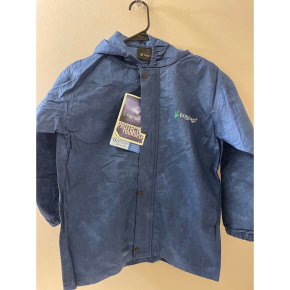 Frogg Toggs Kids Size Medium‎ Polly Wog Kids Rain Jacket Outdoors Blue NWT - Picture 1 of 8